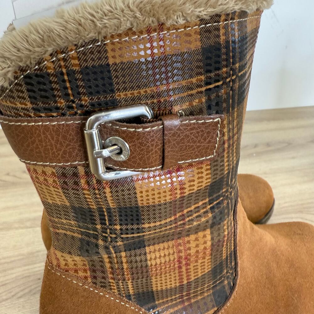 Naturalizer Womens Tan Plaid Lined Comfort Prema Boots Size 8 - Picture 5 of 13